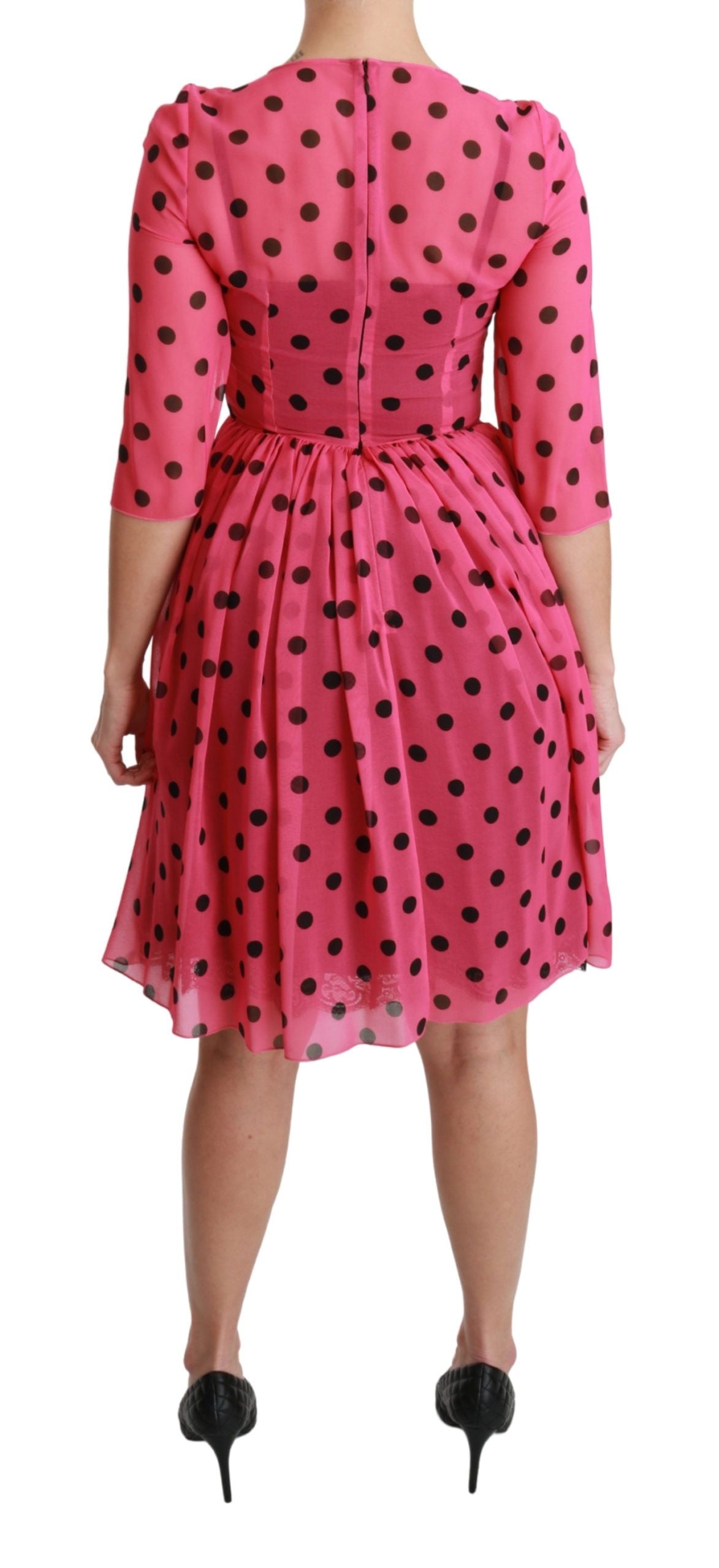 Dolce & Gabbana Elegantes, gepunktetes, knielanges Kleid in A-Linie