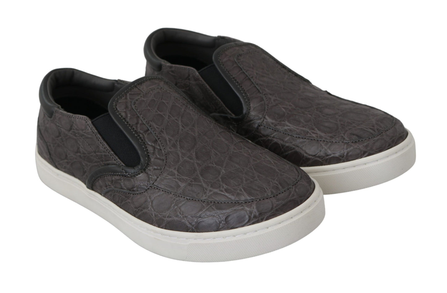 Dolce & Gabbana Elegante graue Kaiman-Leder-Loafer