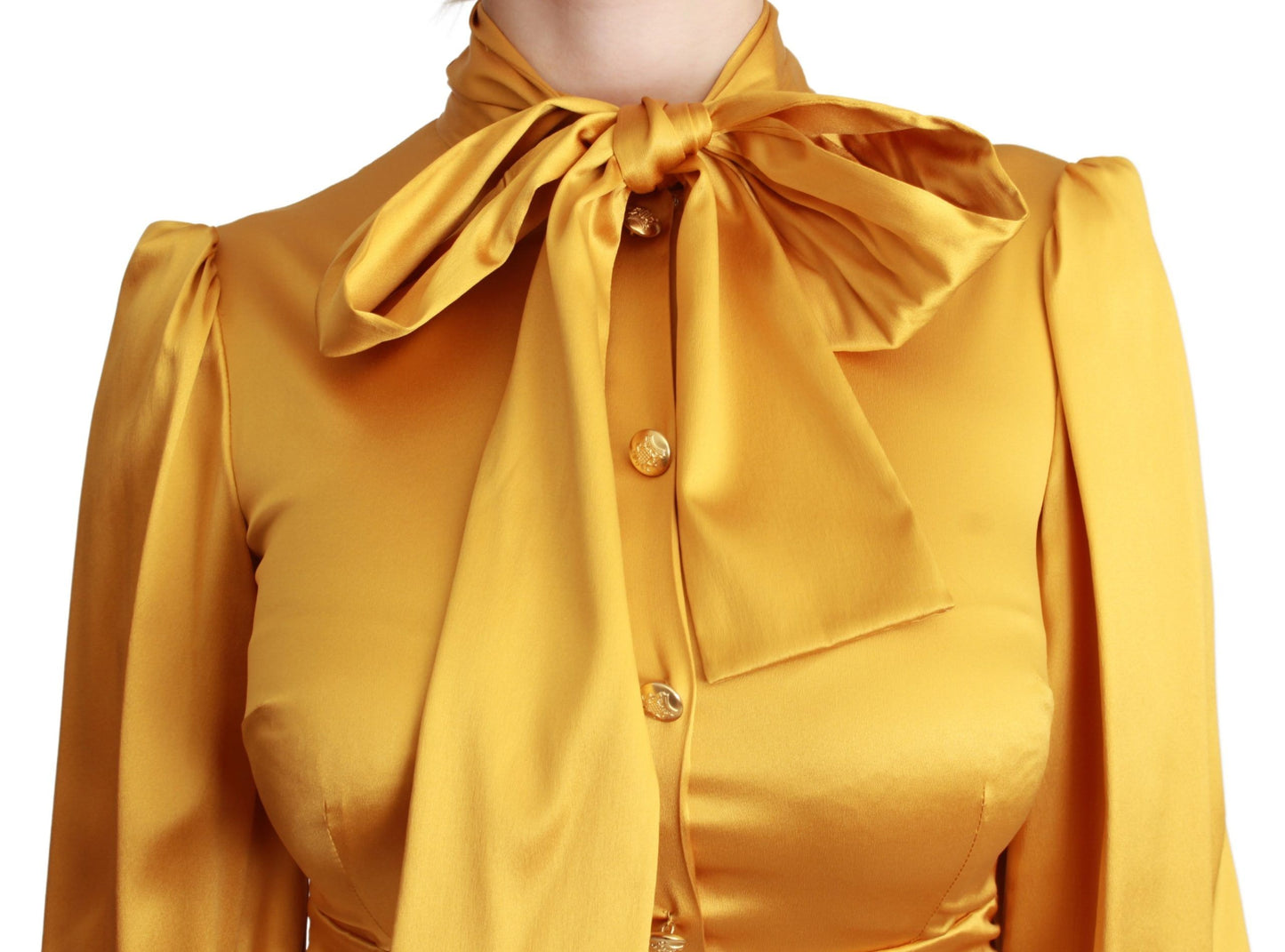 Dolce & Gabbana Strahlendes gelbes figurbetontes Minikleid aus Seide