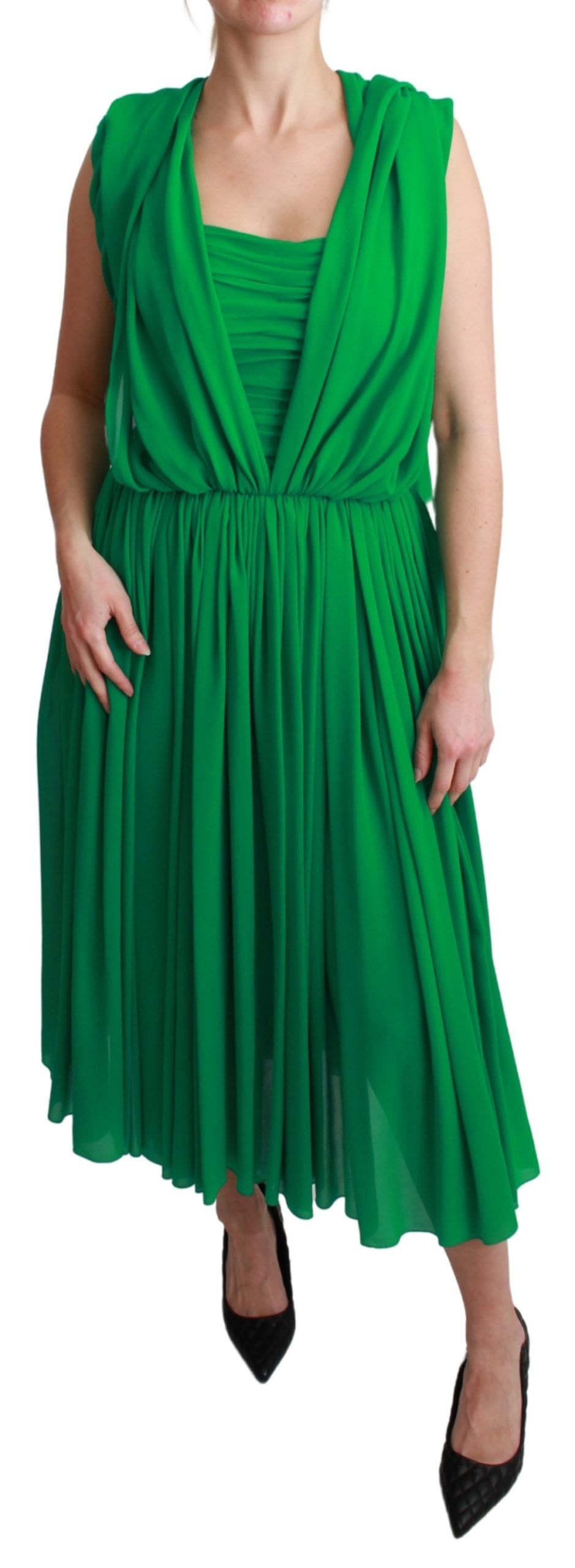 Dolce & Gabbana Elegantes ärmelloses Maxikleid aus plissierter Seide