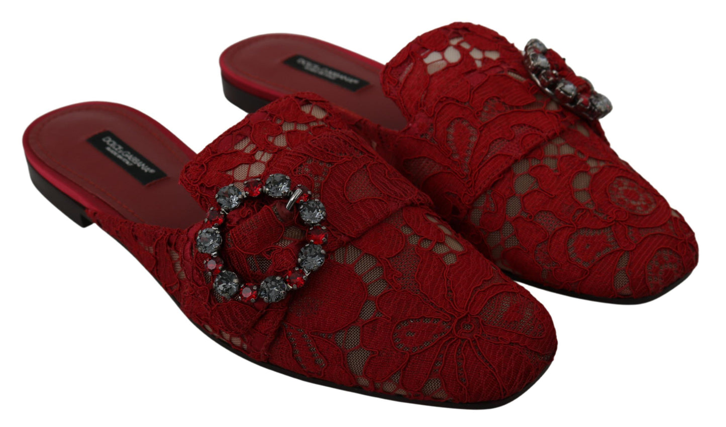 Ballerine Dolce & Gabbana Radiant Red Slide con decorazioni in cristallo