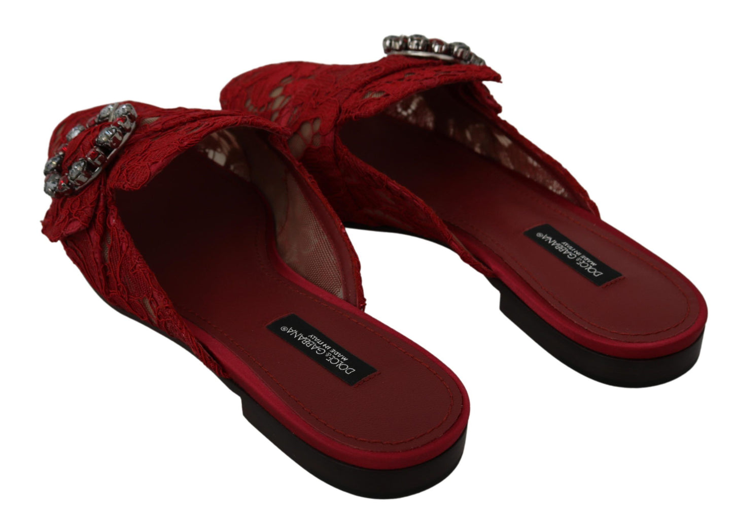 Ballerine Dolce & Gabbana Radiant Red Slide con decorazioni in cristallo