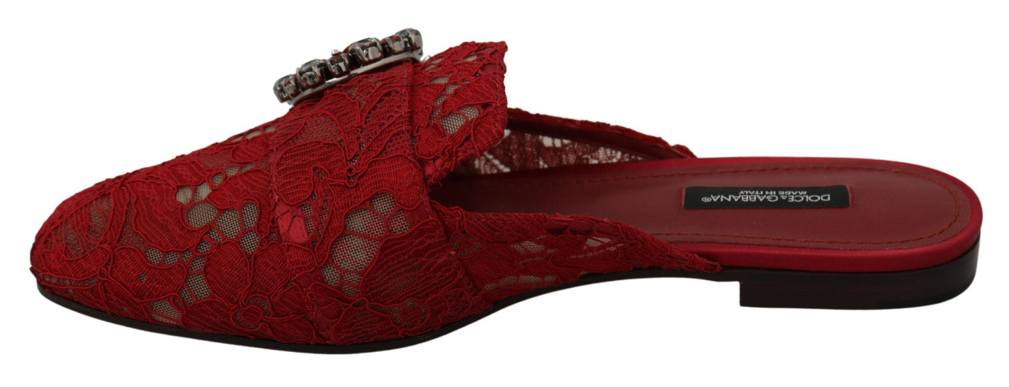 Ballerine Dolce & Gabbana Radiant Red Slide con decorazioni in cristallo