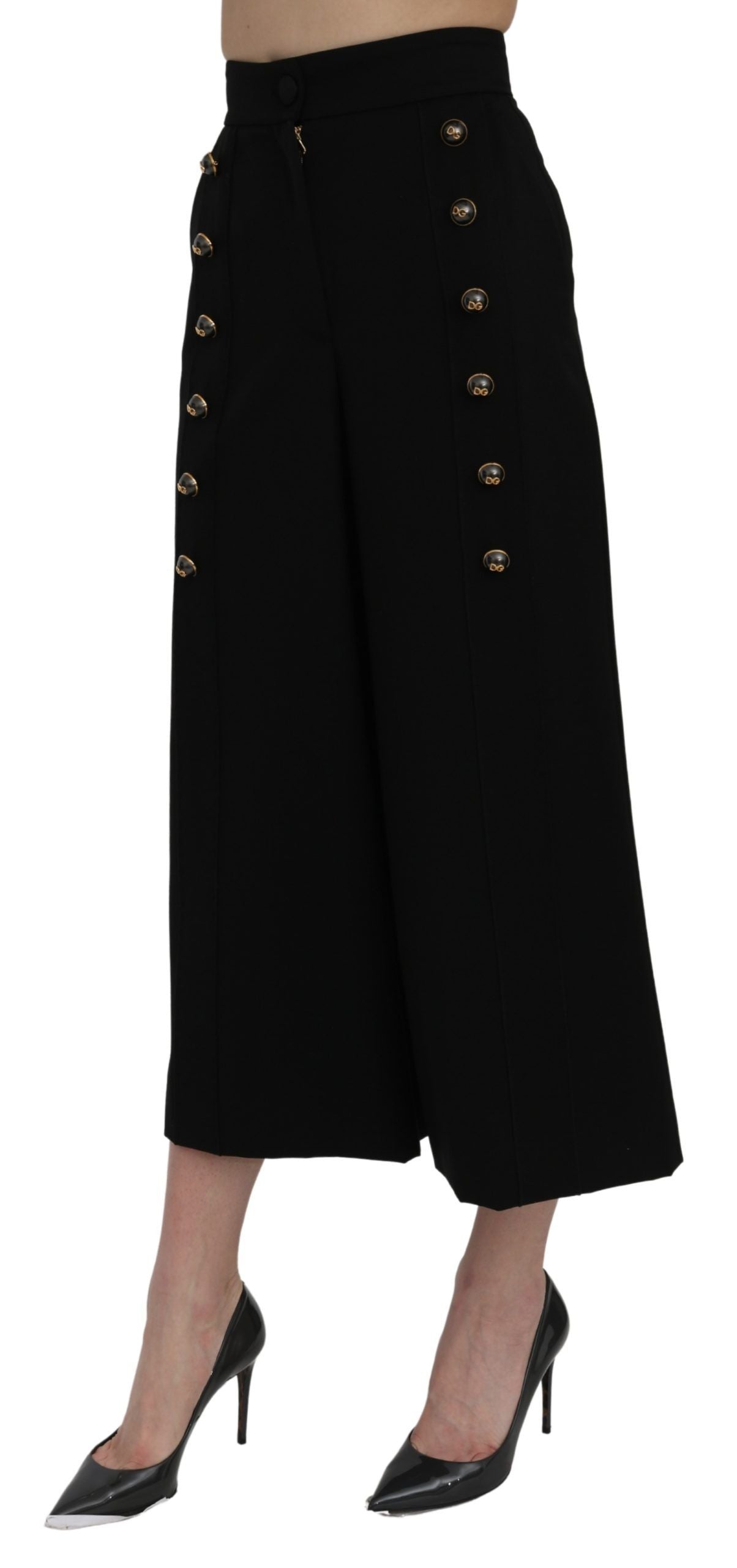 Pantaloni eleganti a vita alta e gamba larga in lana Dolce & Gabbana