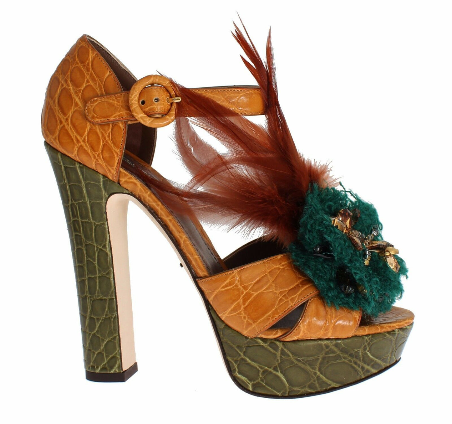 Sandali con plateau e cinturino alla caviglia con cristalli multicolor Dolce & Gabbana