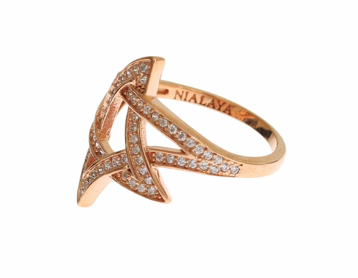 Nialaya Ring aus rosa vergoldetem Silber mit CZ-Kristallen