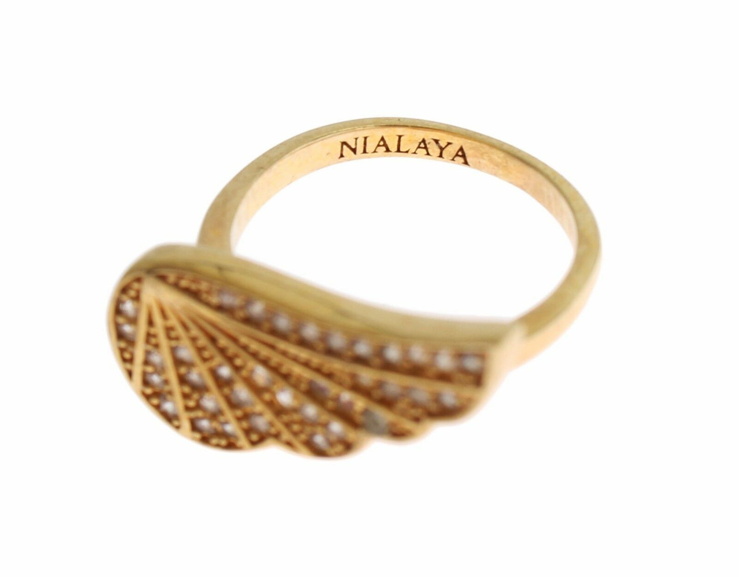 Nialaya Glamouröser vergoldeter Kristallring