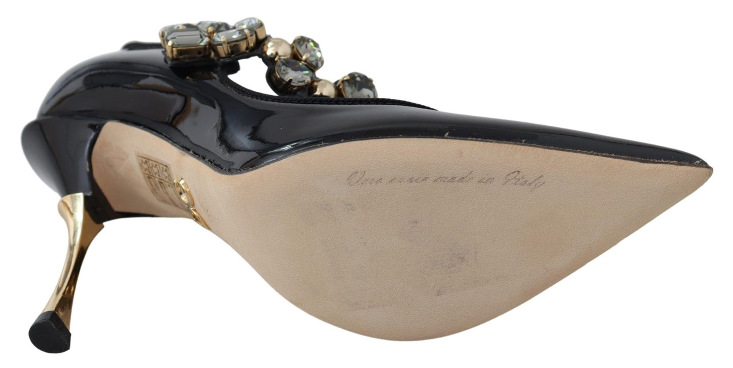 Eleganti décolleté in pelle nera con cristalli Dolce & Gabbana