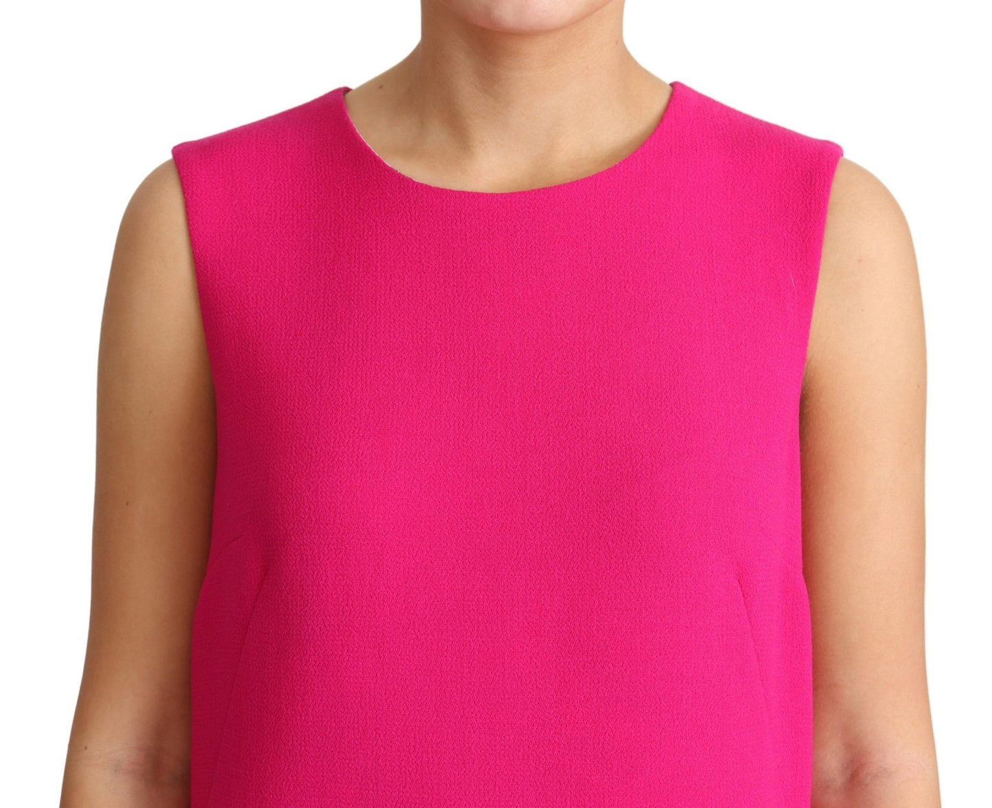 Dolce & Gabbana Elegantes Etuikleid aus Wollmischung mit Pailletten in Fuchsia