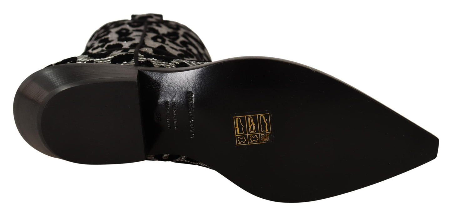 Dolce & Gabbana Elegante mittelhohe Stiefel mit Leopardenmuster