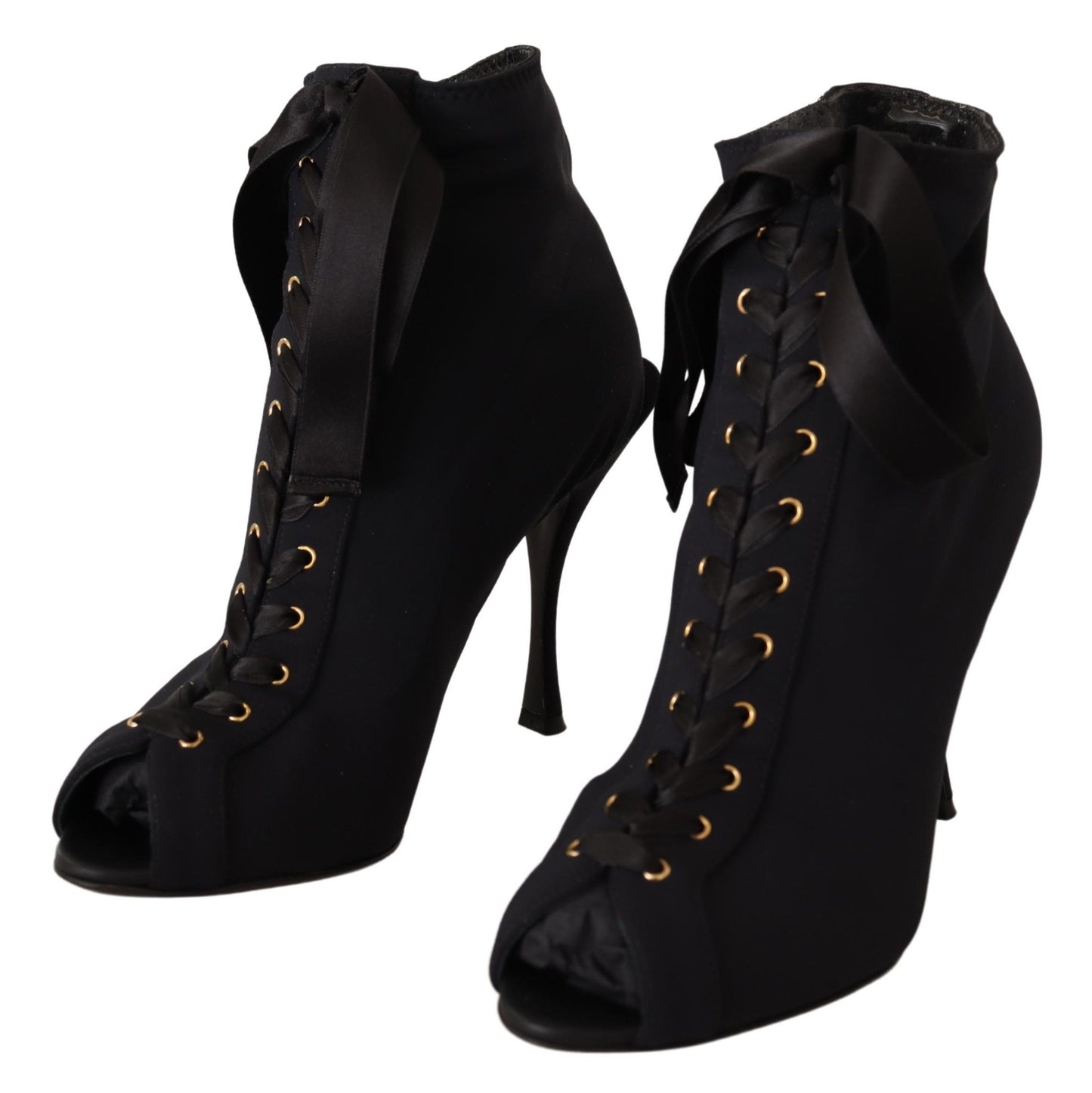 Dolce & Gabbana Elegante Knöchelstiefel mit offenem Zehenabsatz