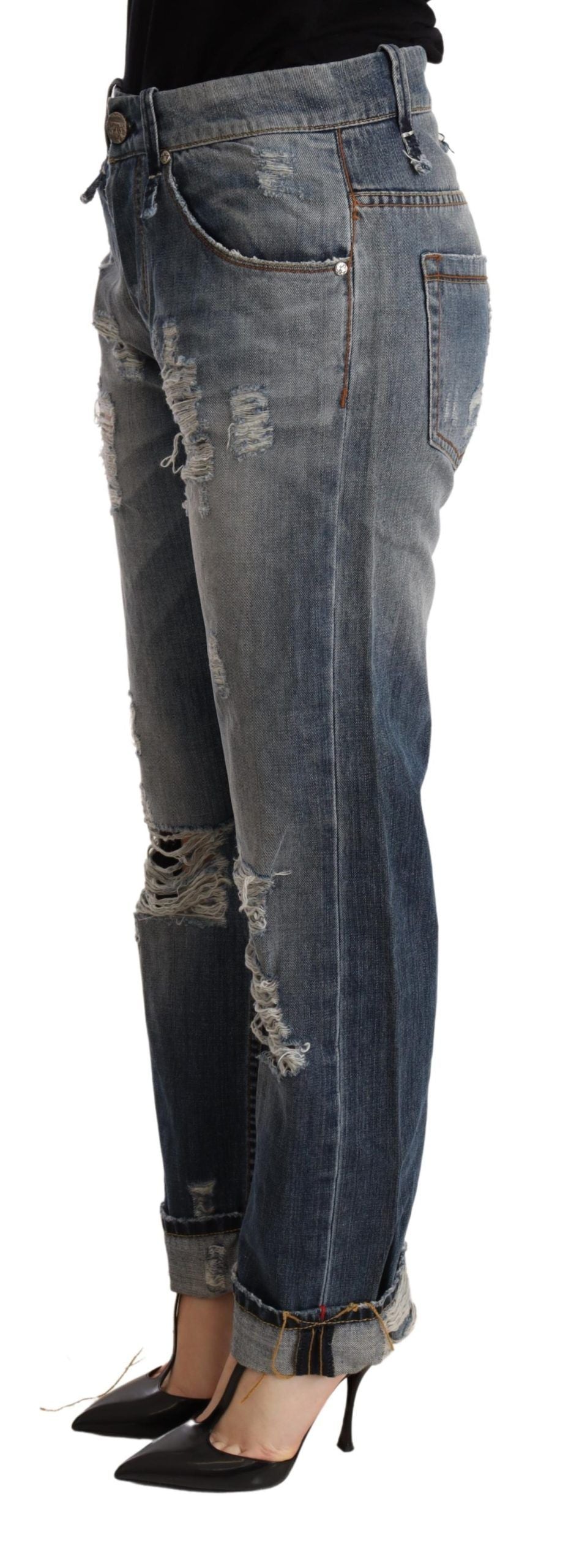 Acht authentische Baggy-Denim-Jeans mit mittlerer Taille