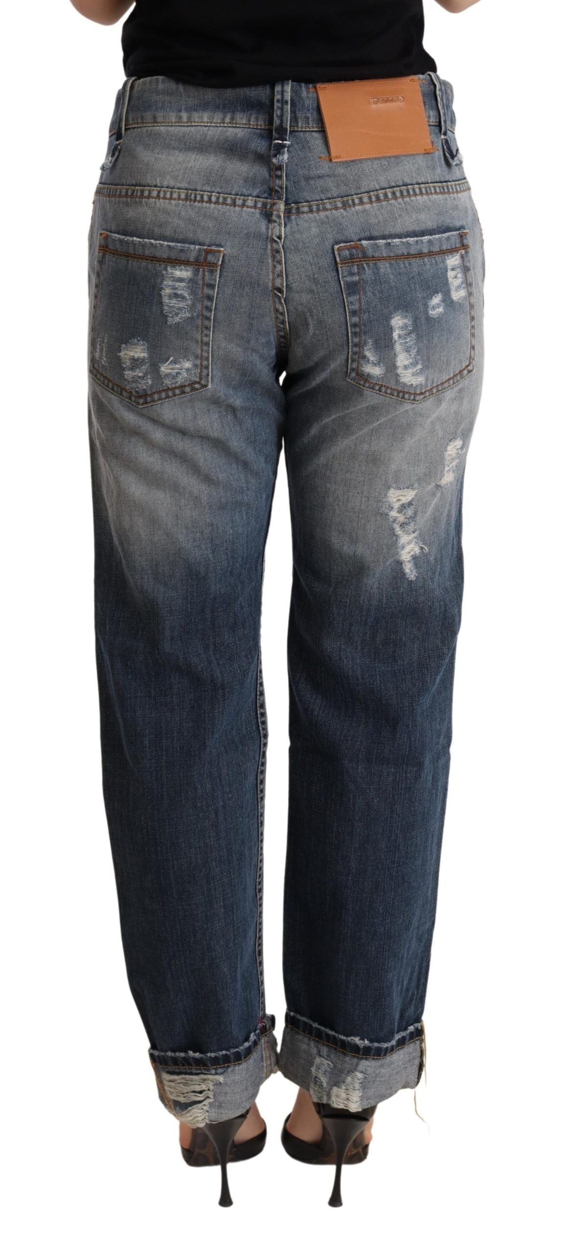 Acht authentische Baggy-Denim-Jeans mit mittlerer Taille