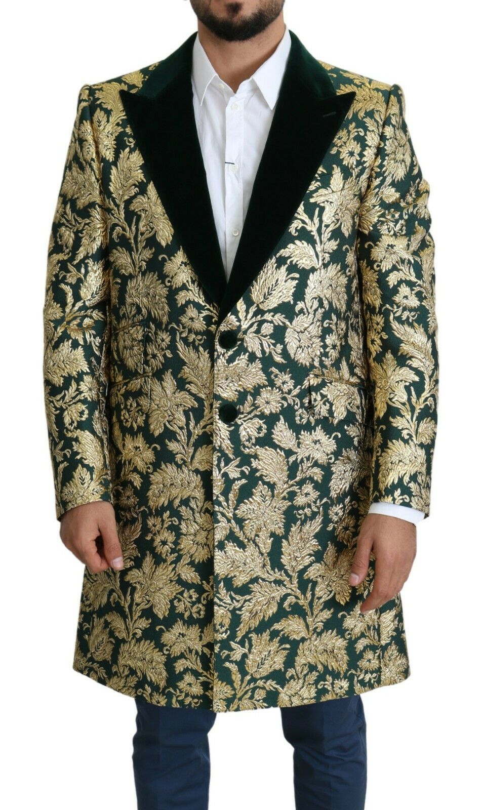 Elegante goldgrüne Jacquard-Jacke von Dolce & Gabbana