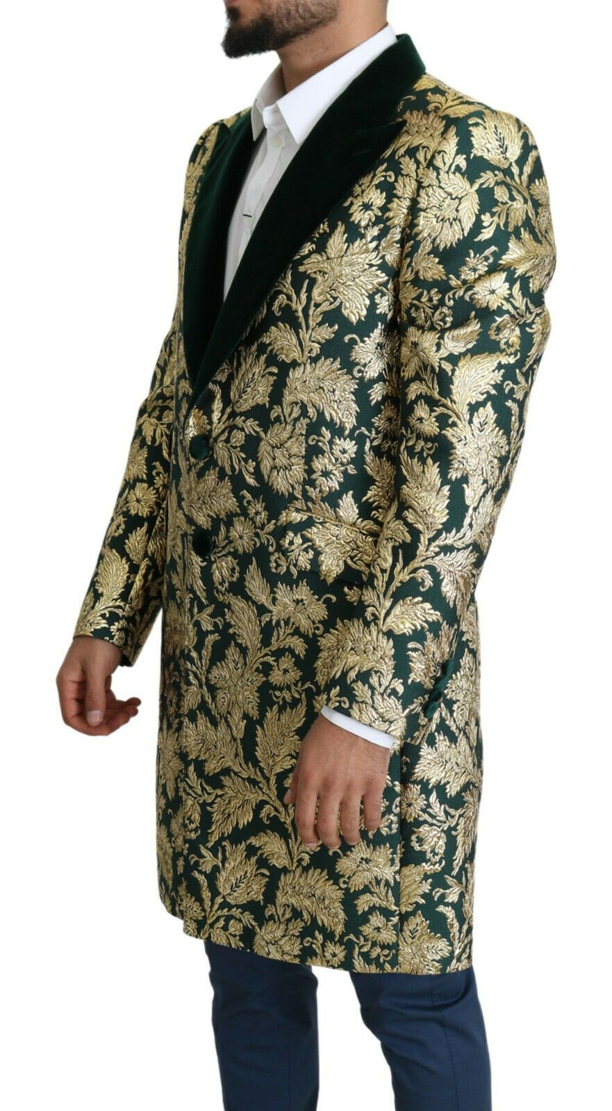 Elegante goldgrüne Jacquard-Jacke von Dolce & Gabbana
