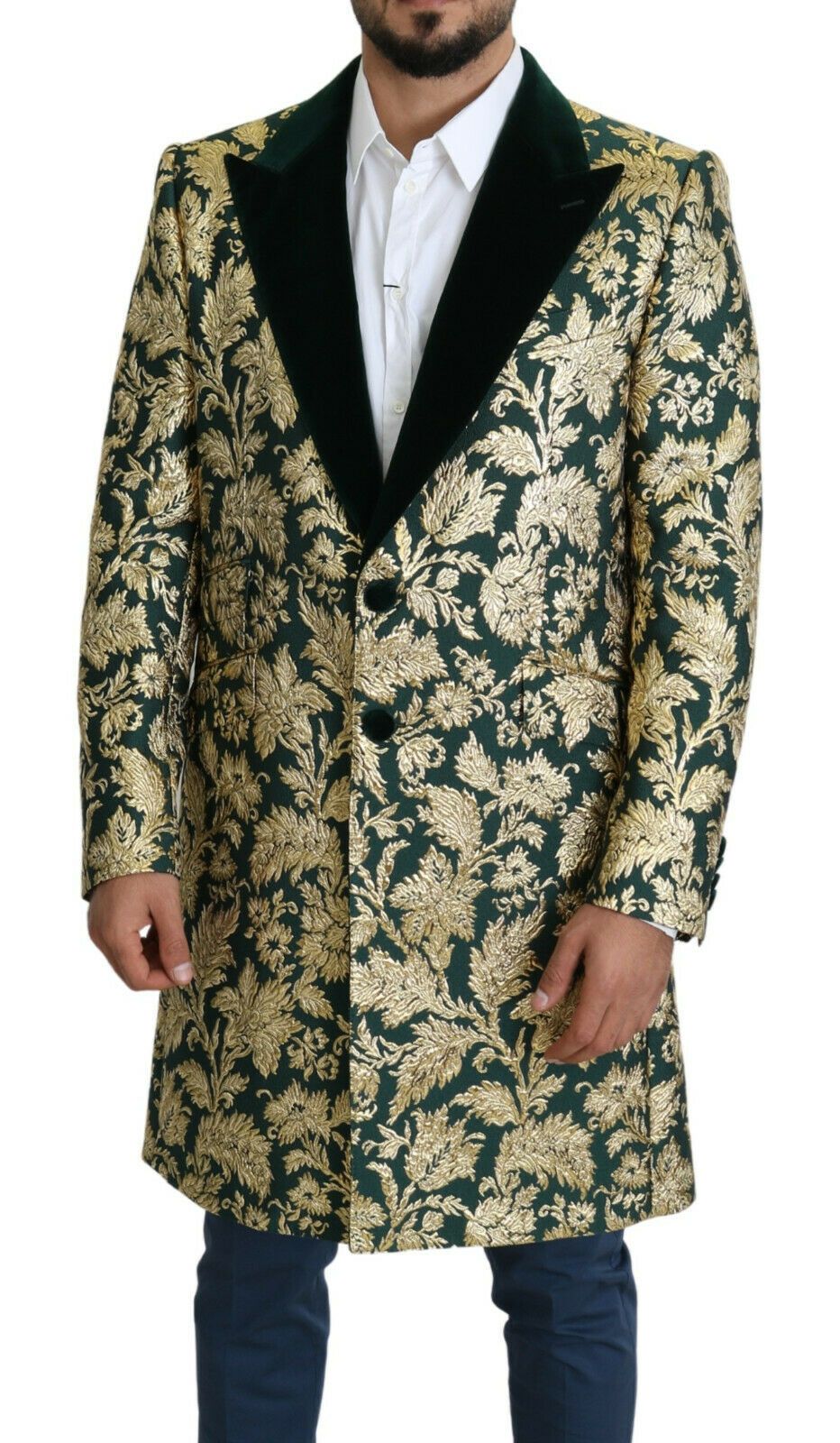 Elegante goldgrüne Jacquard-Jacke von Dolce & Gabbana