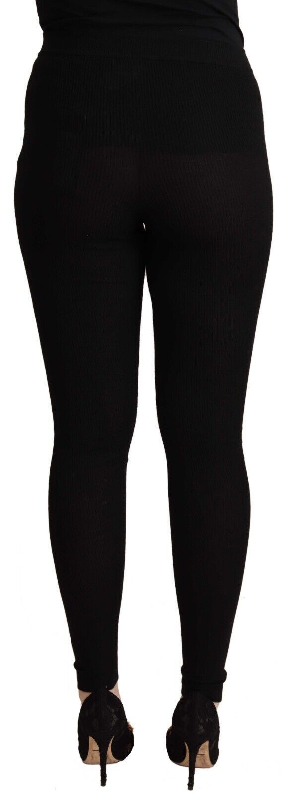 Pantaloni aderenti in cashmere a vita alta neri Dolce & Gabbana