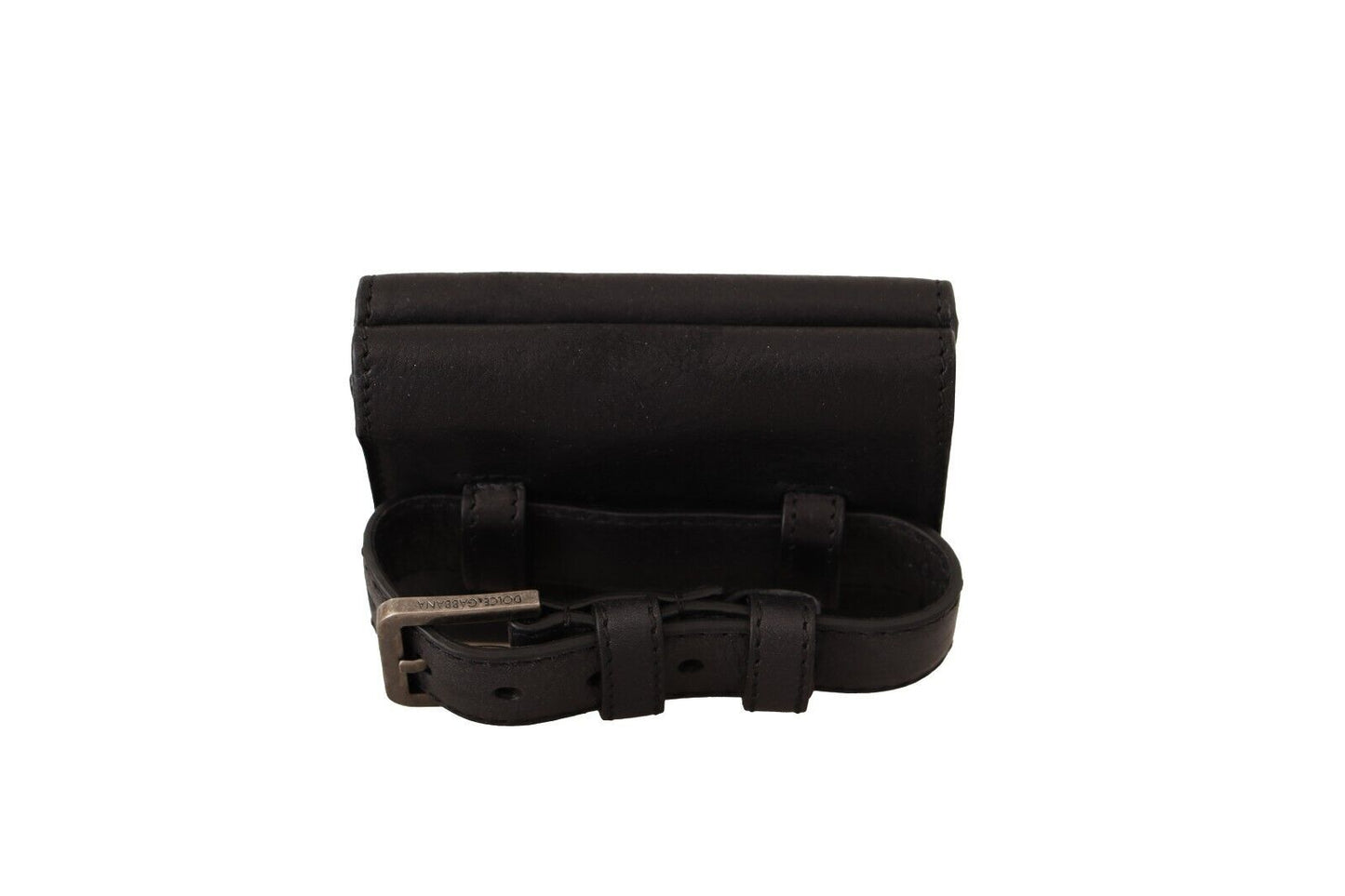 Dolce & Gabbana Elegantes Trifold-Multi-Set aus schwarzem Leder