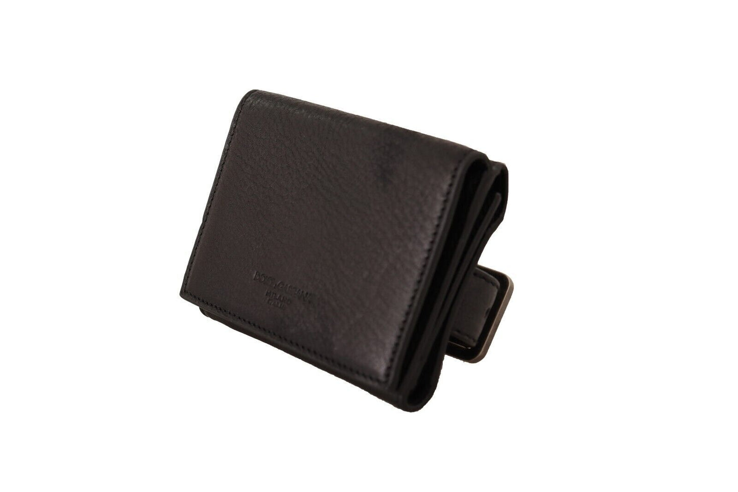 Dolce & Gabbana Elegantes Trifold-Multi-Set aus schwarzem Leder