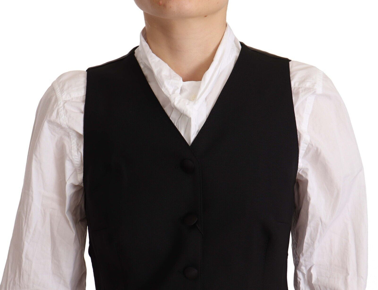 Dolce & Gabbana Elegante schwarze Weste aus Wollmischung