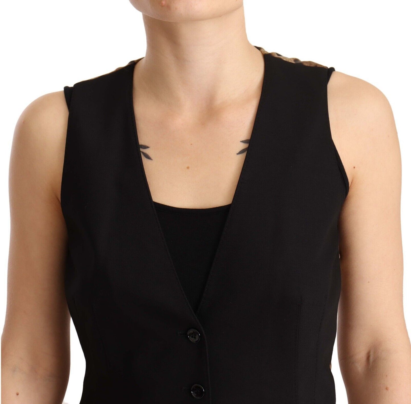 Dolce & Gabbana Elegante schwarze Weste aus Wollmischung