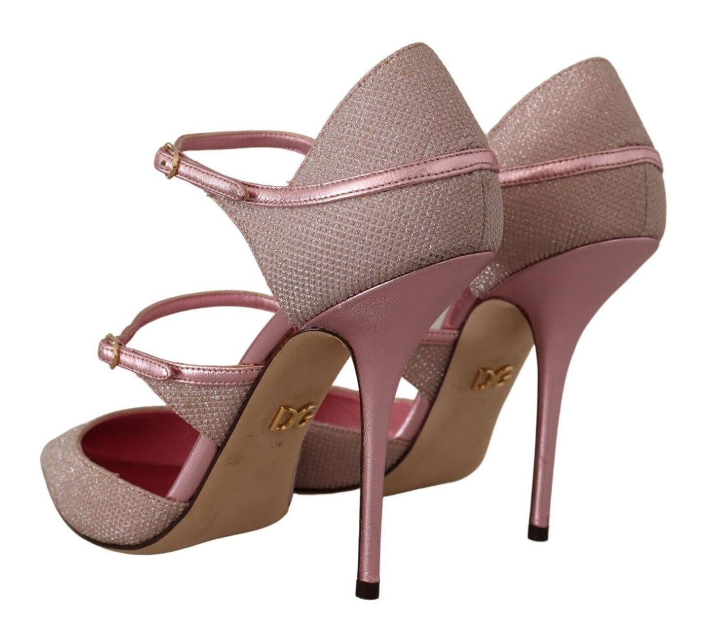Dolce & Gabbana Rosa glitzernde High-Heel-Sandalen