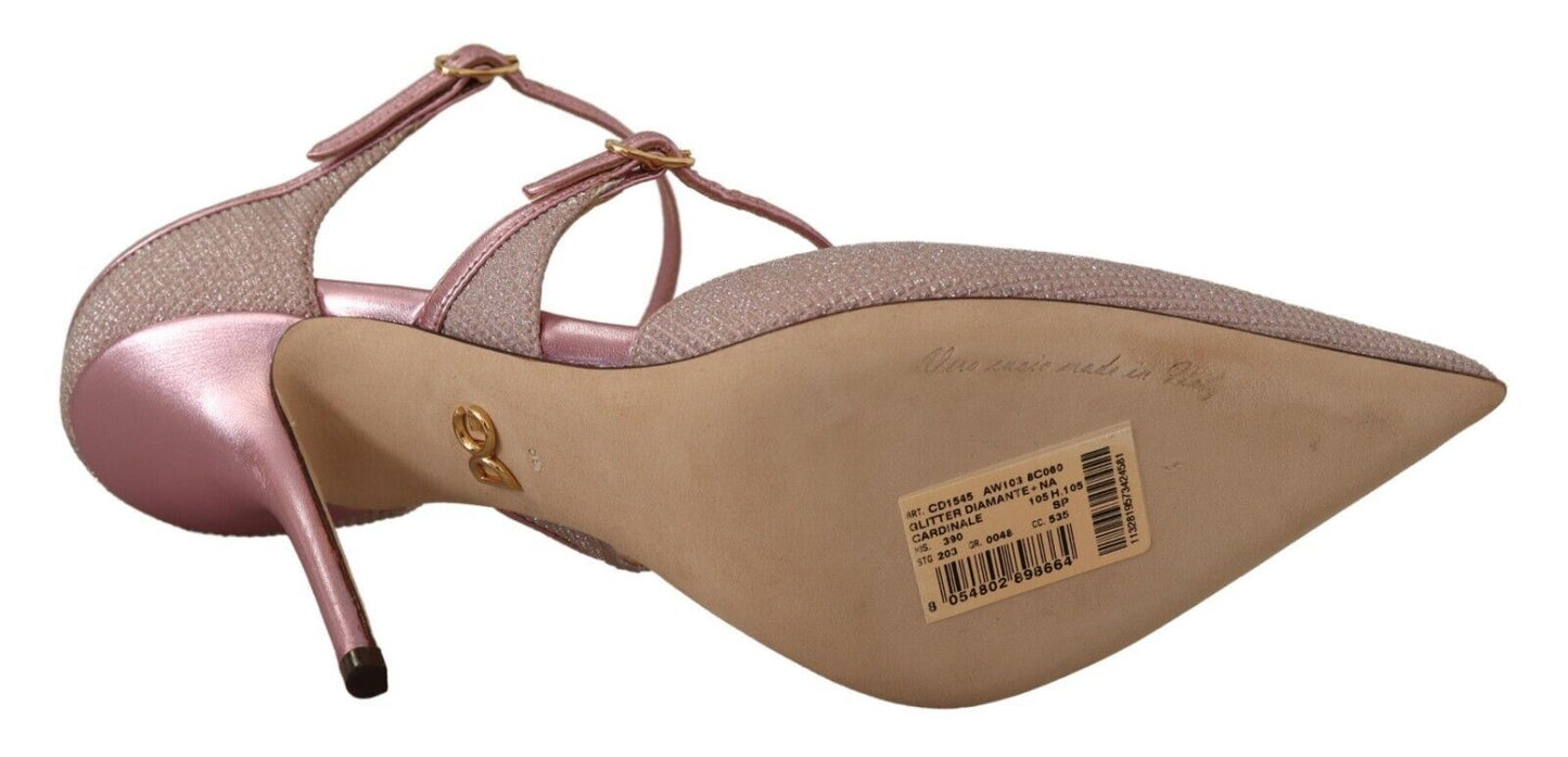 Dolce & Gabbana Rosa glitzernde High-Heel-Sandalen