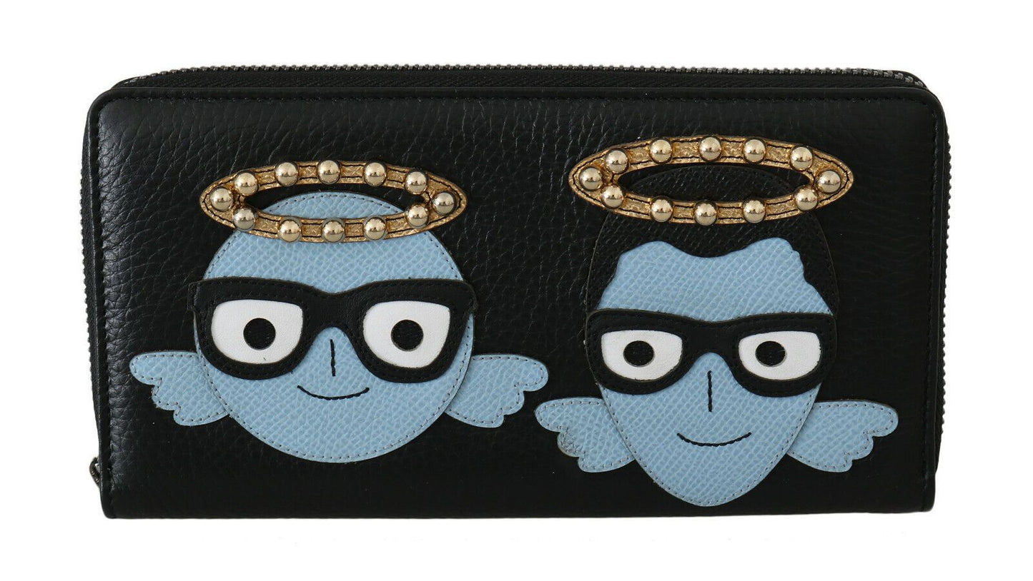 Dolce & Gabbana Elegante Geldbörse aus schwarzem Leder mit Reißverschluss