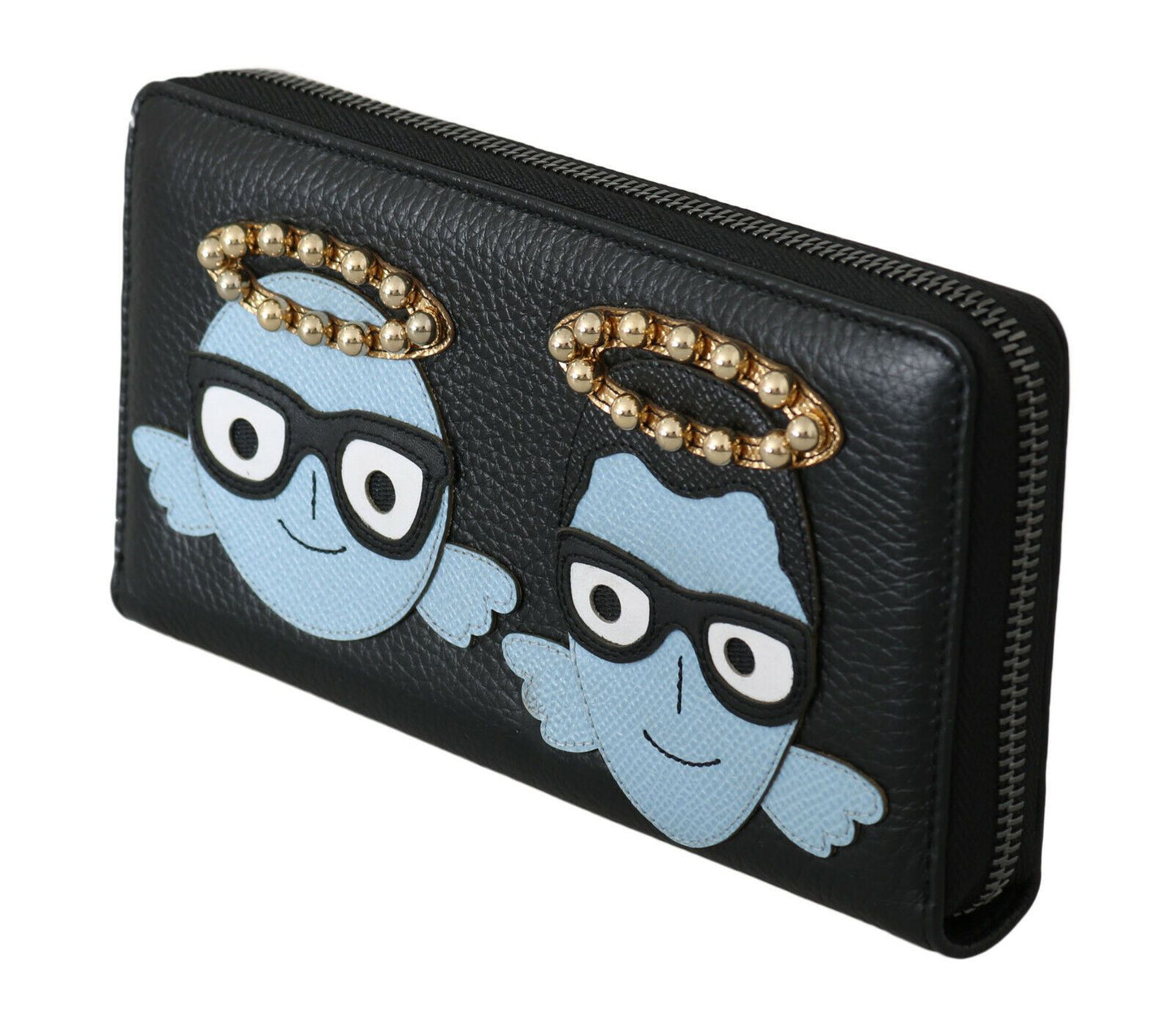 Dolce & Gabbana Elegante Geldbörse aus schwarzem Leder mit Reißverschluss