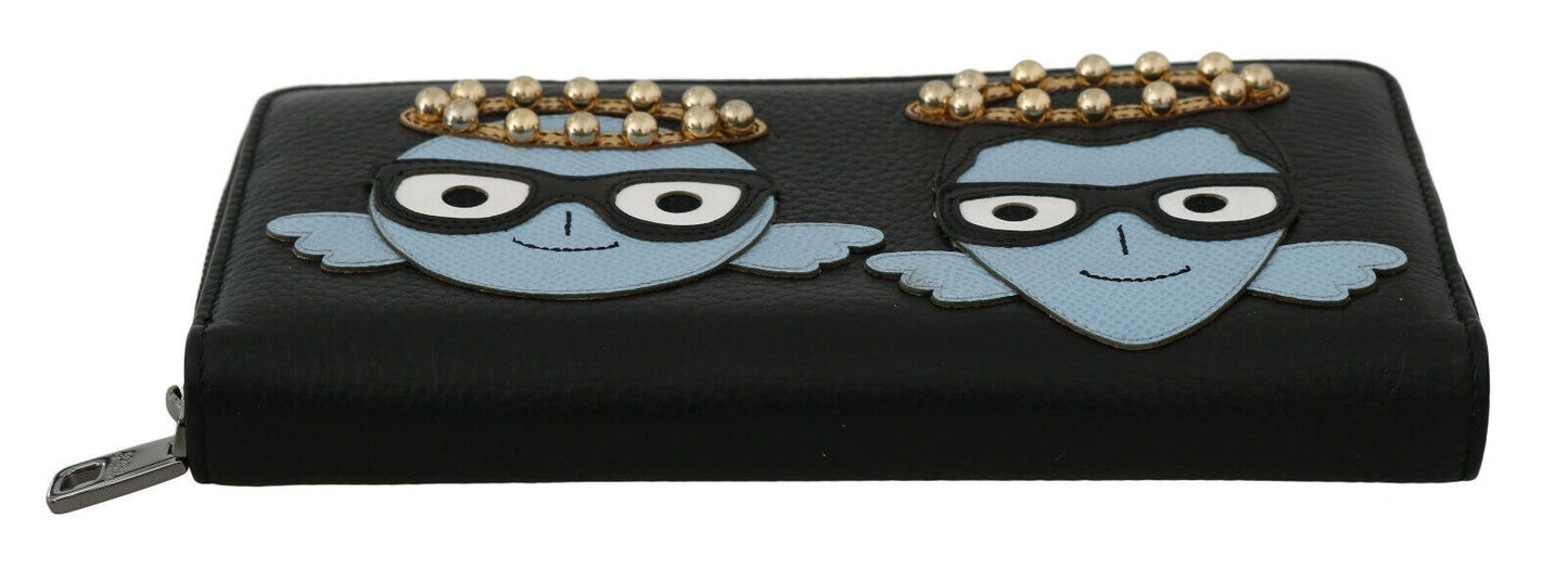 Dolce & Gabbana Elegante Geldbörse aus schwarzem Leder mit Reißverschluss