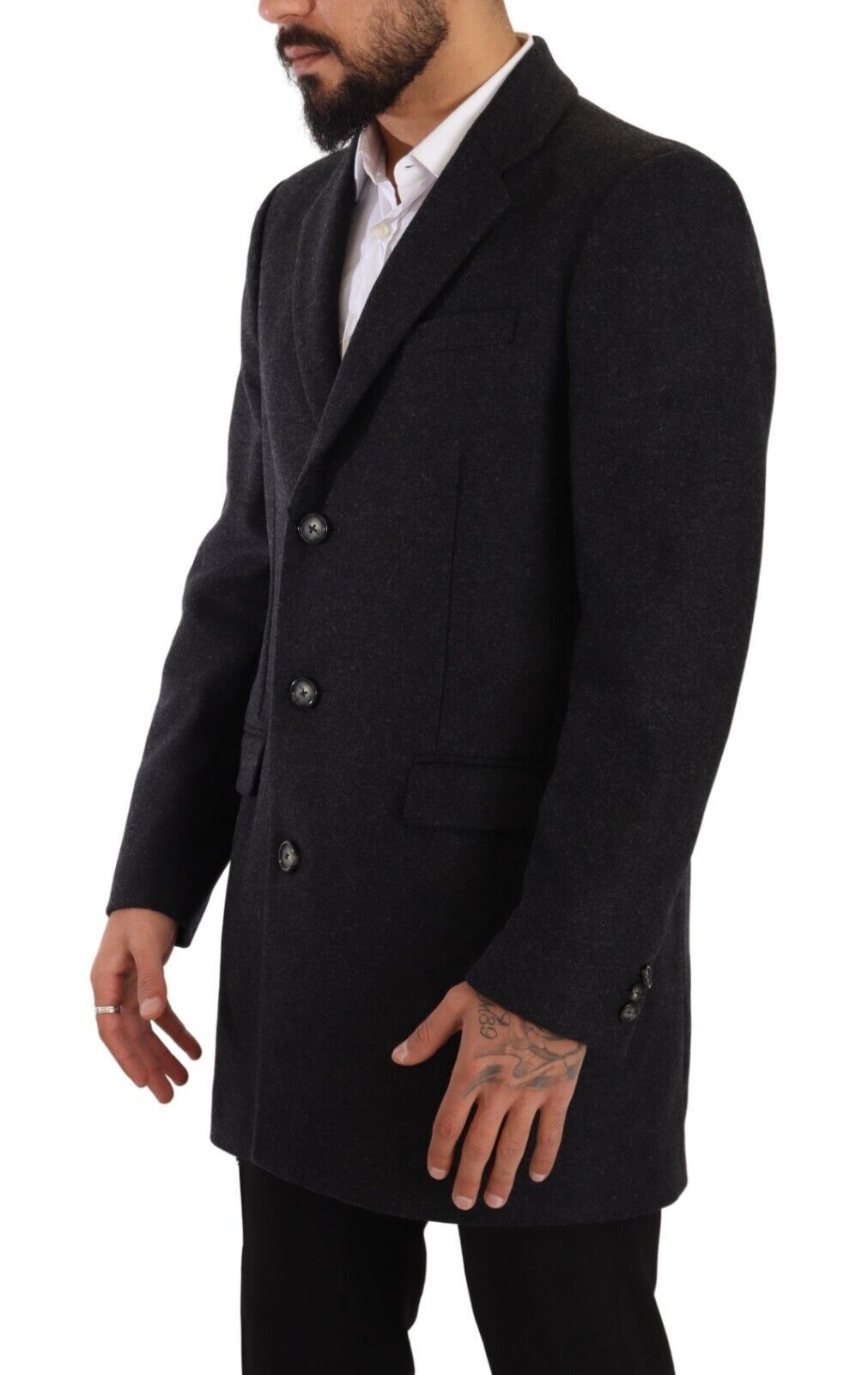 Dolce & Gabbana Eleganter dunkelgrauer Wollmantel