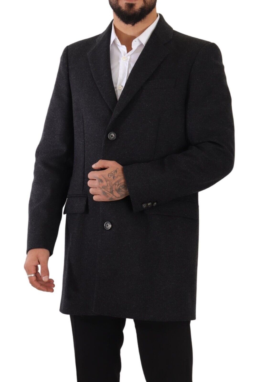 Dolce & Gabbana Eleganter dunkelgrauer Wollmantel