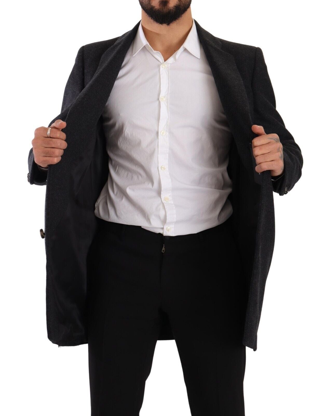 Dolce & Gabbana Eleganter dunkelgrauer Wollmantel