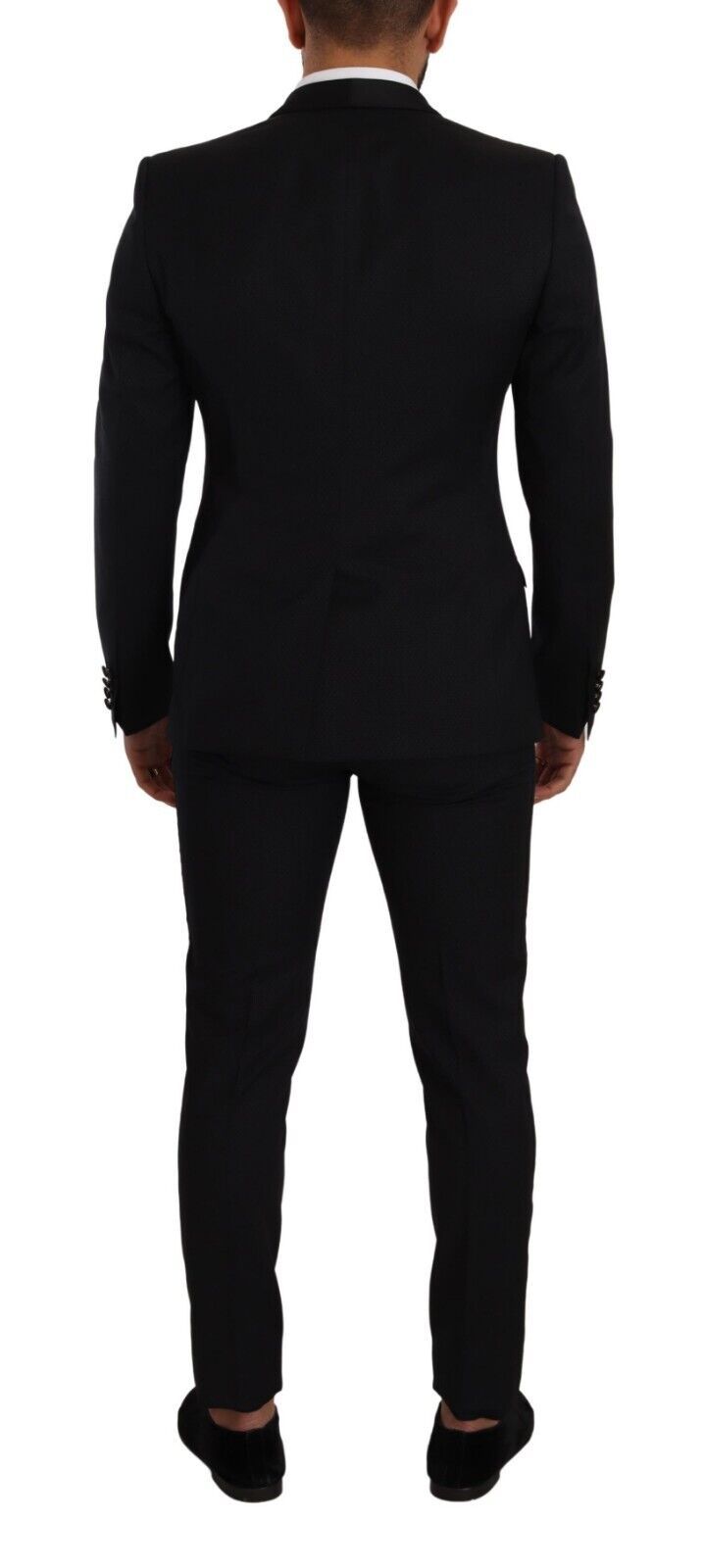Dolce & Gabbana Eleganter schwarz gemusterter Anzug aus Wolle und Seide