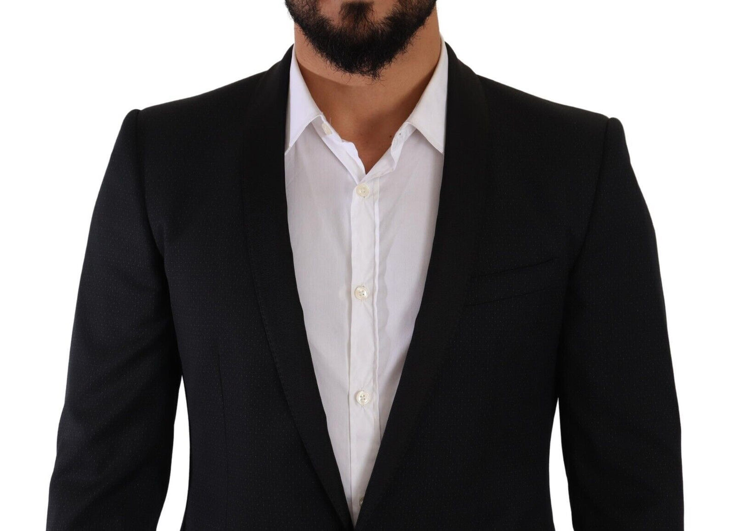 Dolce & Gabbana Eleganter schwarz gemusterter Anzug aus Wolle und Seide