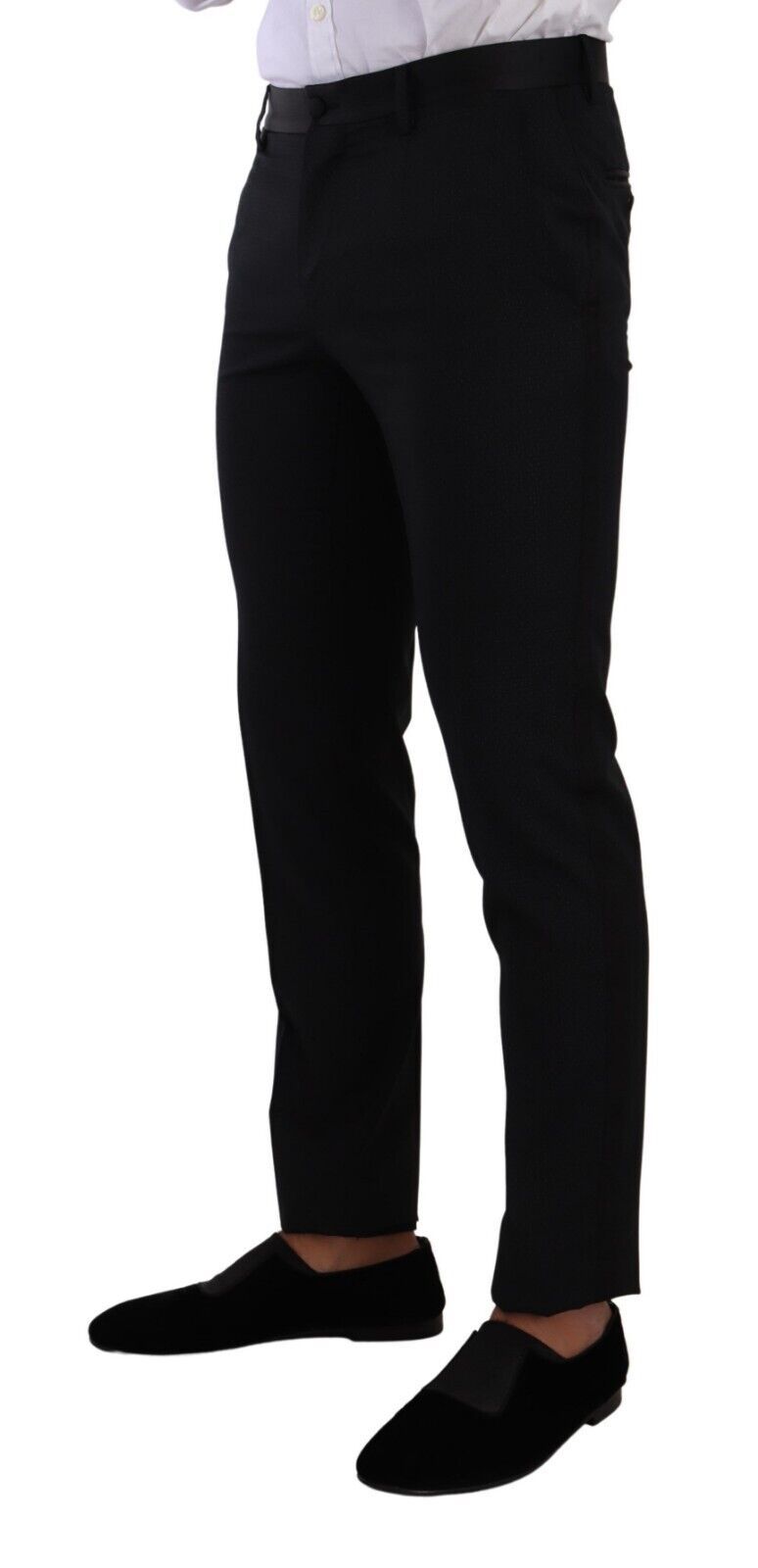 Dolce & Gabbana Eleganter schwarz gemusterter Anzug aus Wolle und Seide