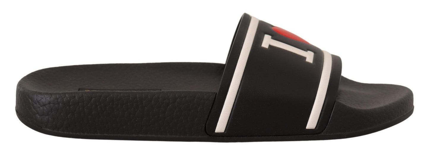 Dolce & Gabbana Elegante schwarze Leder-Slide-Sandalen für Sie