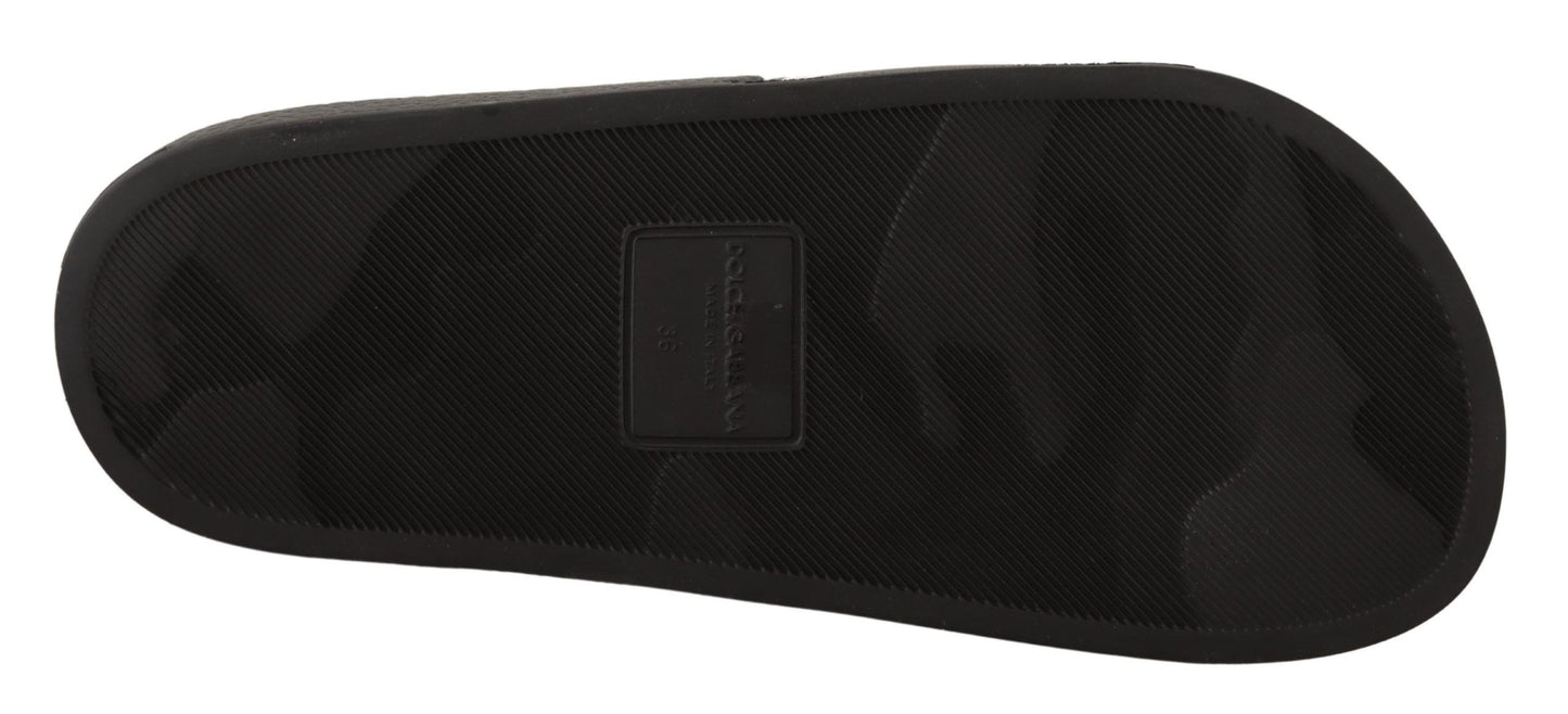 Dolce & Gabbana Elegante schwarze Leder-Slide-Sandalen für Sie