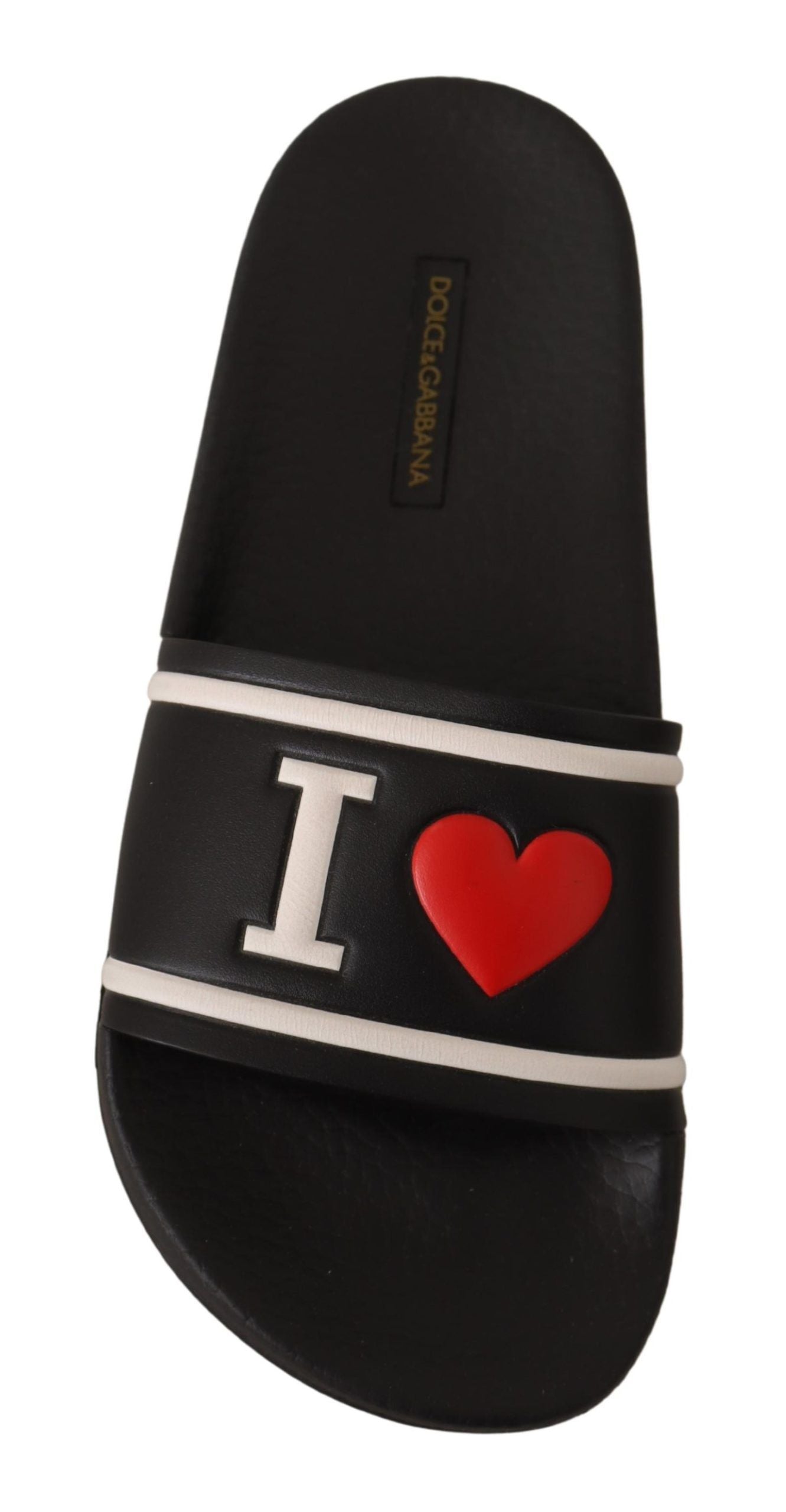 Dolce & Gabbana Elegante schwarze Leder-Slide-Sandalen für Sie