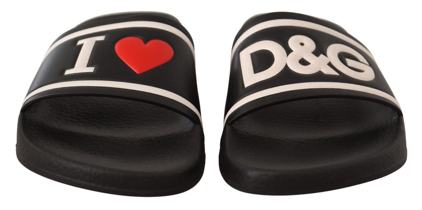 Dolce & Gabbana Elegante schwarze Leder-Slide-Sandalen für Sie