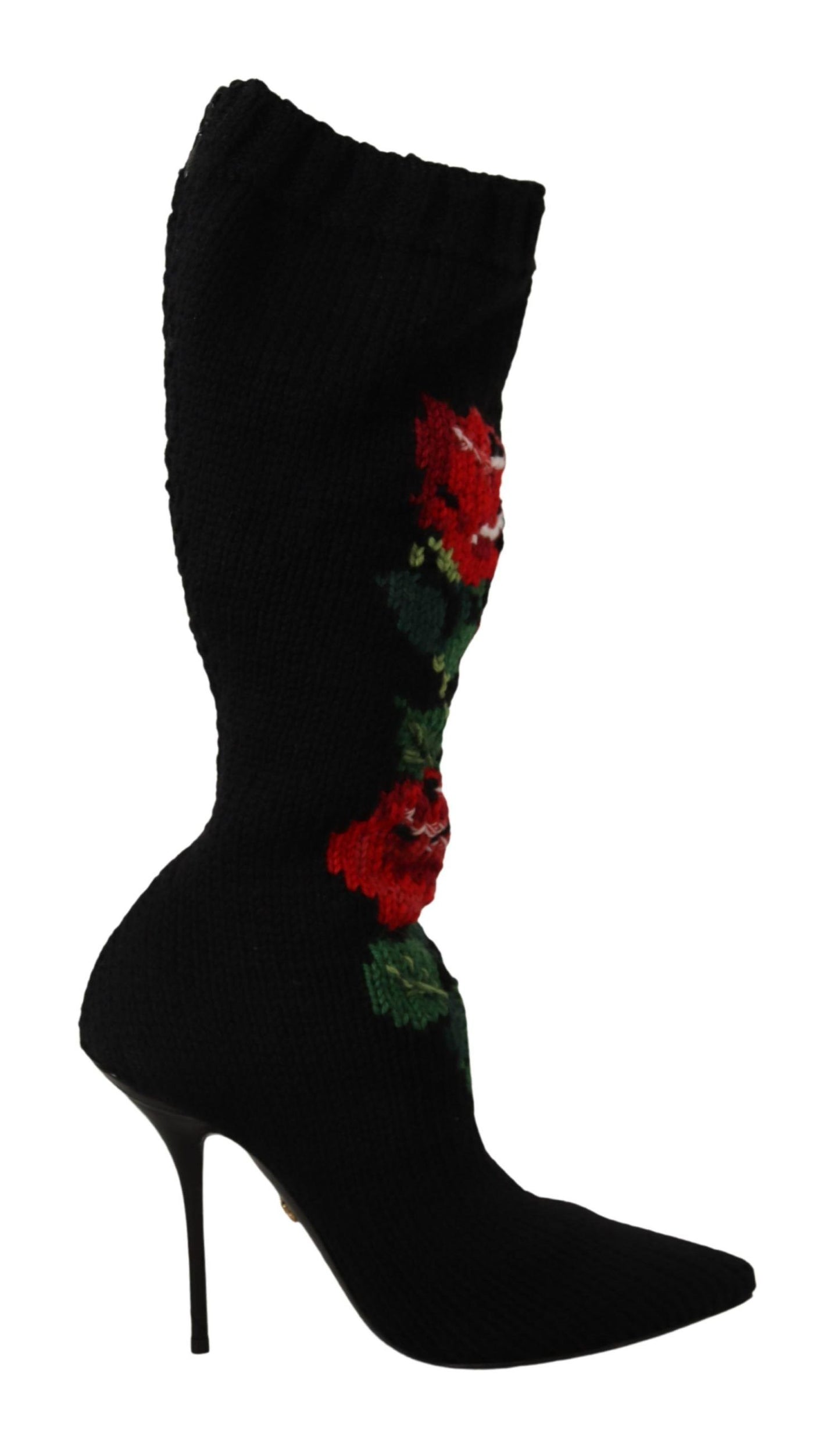 Dolce & Gabbana – Elegante Sock-Boots mit roten Rosen-Detail