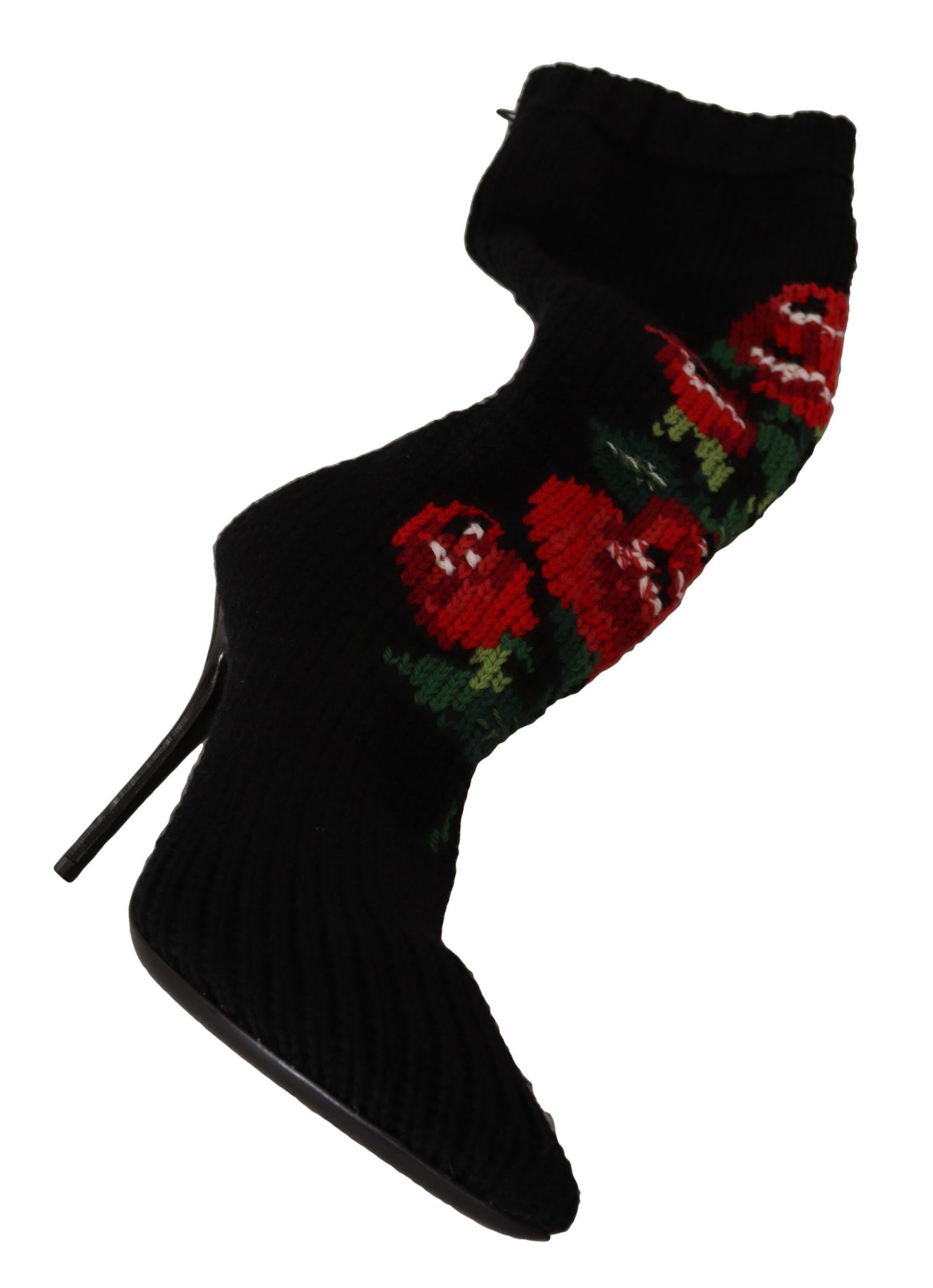 Dolce & Gabbana – Elegante Sock-Boots mit roten Rosen-Detail
