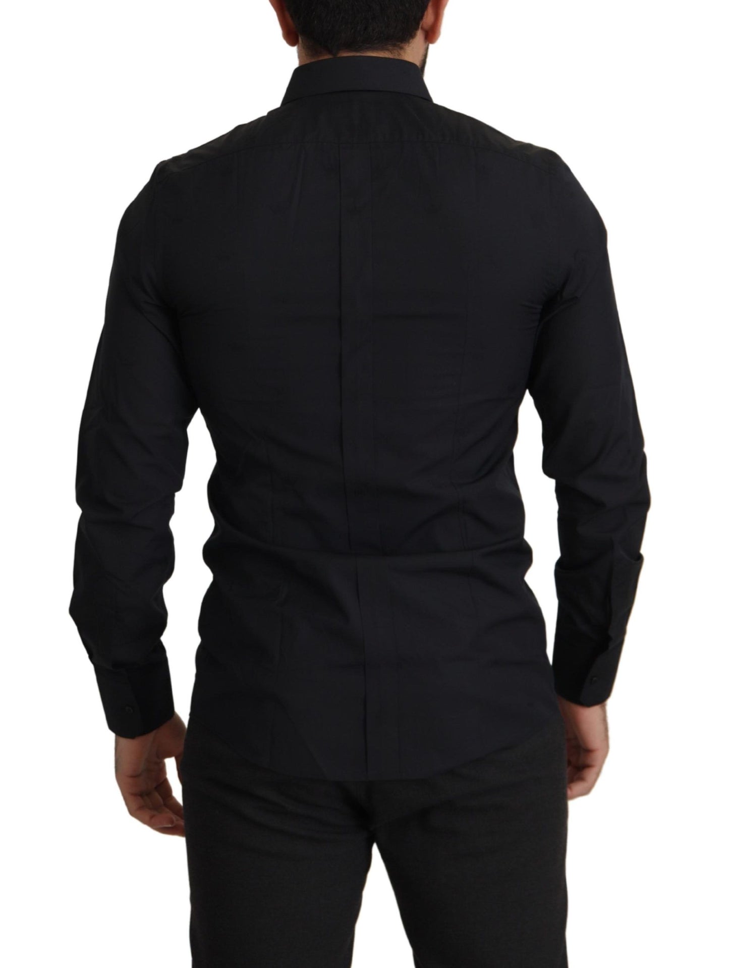 Camicia elegante in cotone nero slim fit Dolce & Gabbana