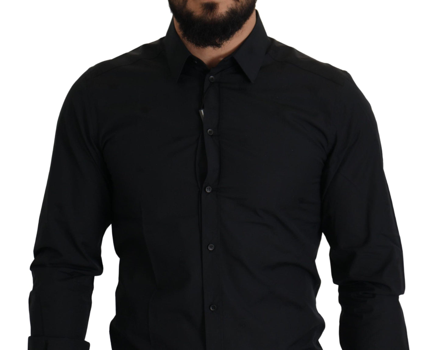 Camicia elegante in cotone nero slim fit Dolce & Gabbana