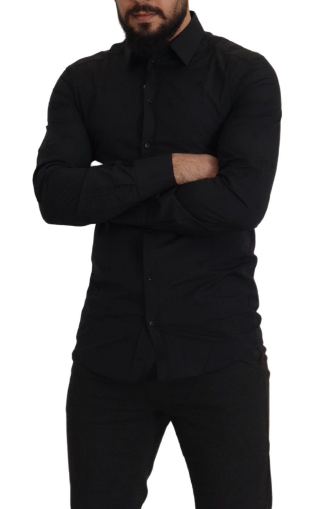 Camicia elegante in cotone nero slim fit Dolce & Gabbana