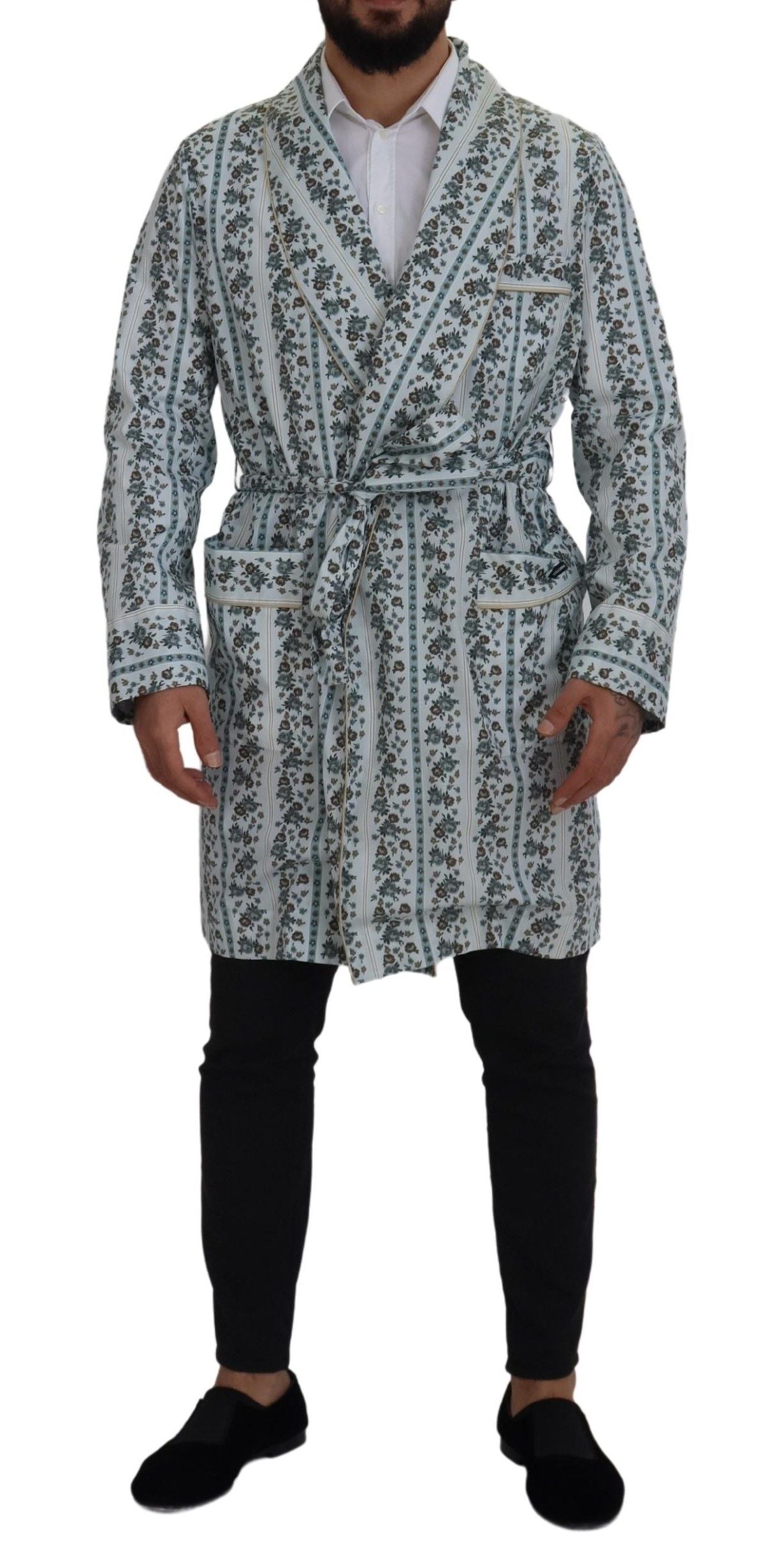 Dolce & Gabbana Elegante Giacca-Accappatoio in Cotone Floreale