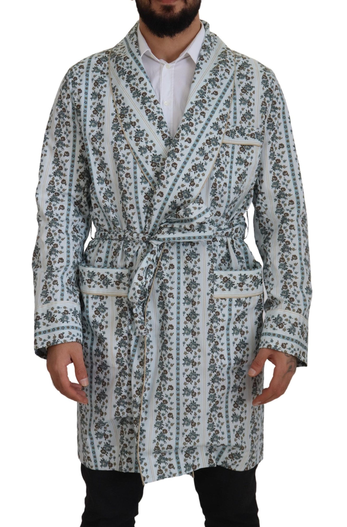 Dolce & Gabbana Elegante Giacca-Accappatoio in Cotone Floreale
