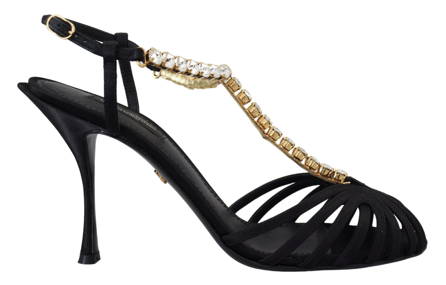 Dolce & Gabbana Elegante T-Riemen-Absätze aus Seidenmischung mit Kristallen