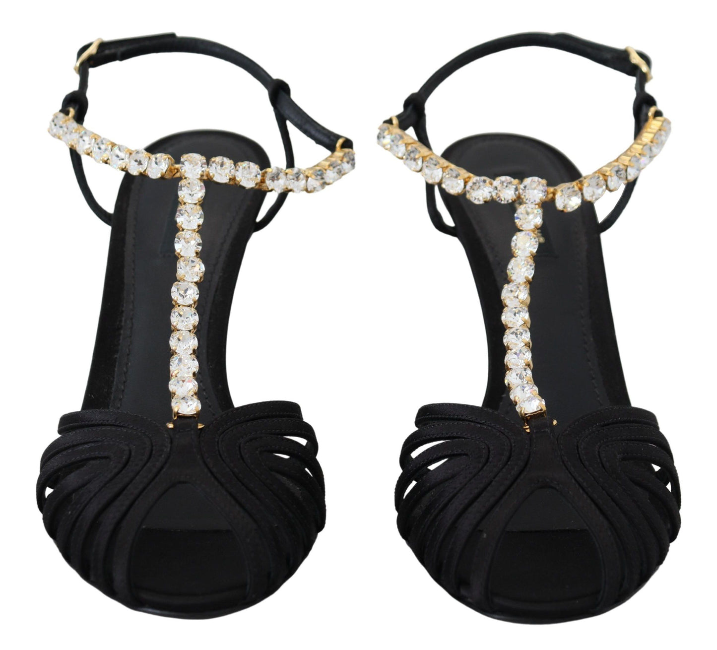 Dolce & Gabbana Elegante T-Riemen-Absätze aus Seidenmischung mit Kristallen