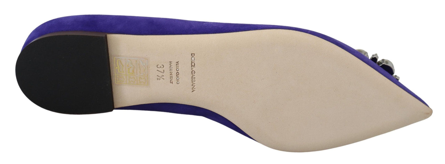 Dolce & Gabbana verzierte kristallviolette Wildleder-Flats
